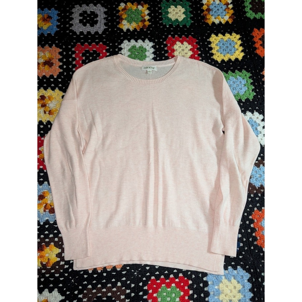 Orvis Wool Blend Crew Neck Sweater Women's Size Small Pink Lightweight
